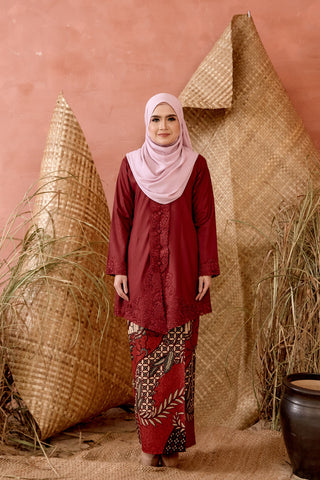 KEBAYA MARIA MAROON (SET)